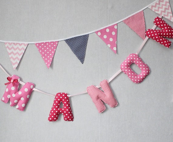Guirlande prénom bébé rose fushia déco chambre par popelinedeco Chambre fille fushia et blanc