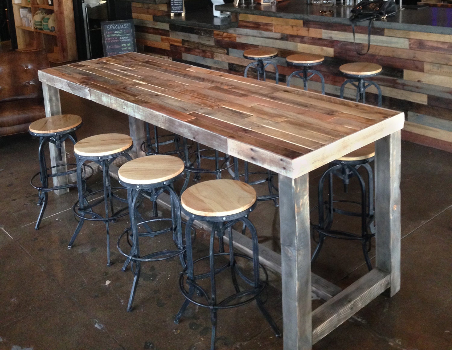 reclaimed wood bar restaurant counter community by KaseCustom