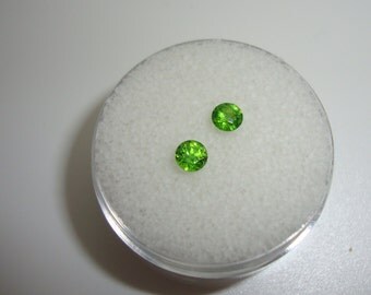 Russian Demantoid Garnet Brilliant Round Pair Measures 3.5 mm In Diameter-Highly Coveted Gem With Horsetailing Inclusions-VERY RARE GEMS