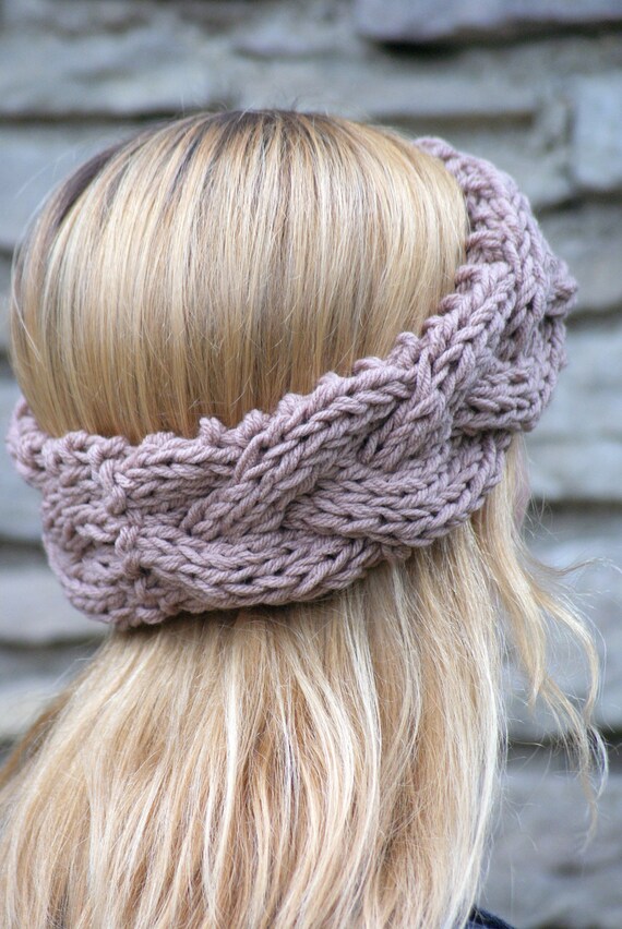 Womens Boho Braided Knit Headband Chunky Knit Fall and