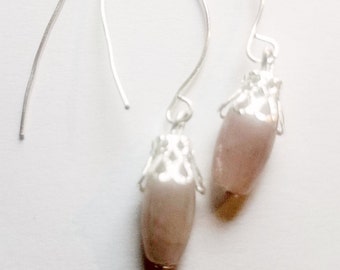 rose quartz earrings dangle