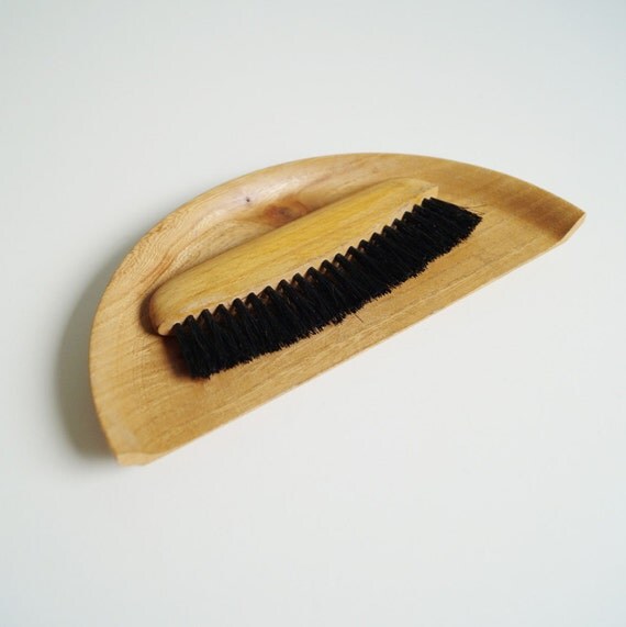 Wooden Brush and Dustpan Set Table Brush and Pan by DanishOldies