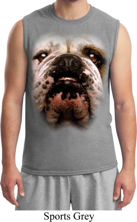 Men's Funny Shirt Big English Bulldog Face Muscle Tee