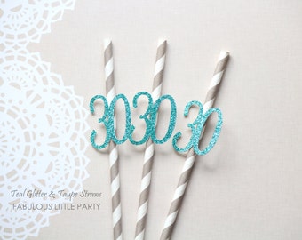 30th Birthday Decorations Party Straws Anniversary Decor 20th 25th 30th 35th 40th 45th 50th Birthday Party Decorations Gold/Black/Pink/Red