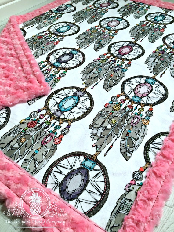 Minky Dreamcatcher Baby Blanket Pink