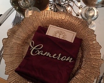 Wedding place cards, Laser cut names, Modern calligraphy, Custom names, Wedding gold sign, Event place settings party, Wedding guests name