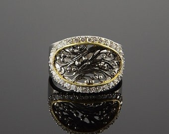 FINAL SALE 50% OFF - Unique ring, Fashion ring, Cocktail ring, Oval ring, Cz ring, Fashion silver ring