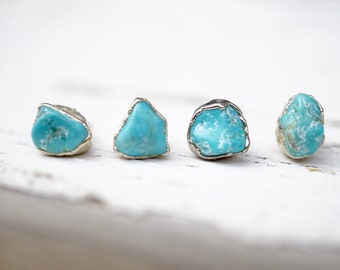 Turquoise Silver Stud Earrings / Real Turquoise / December Birthstone / Gift for Daughter / Festival Earrings / Minimalist Stud Earrings