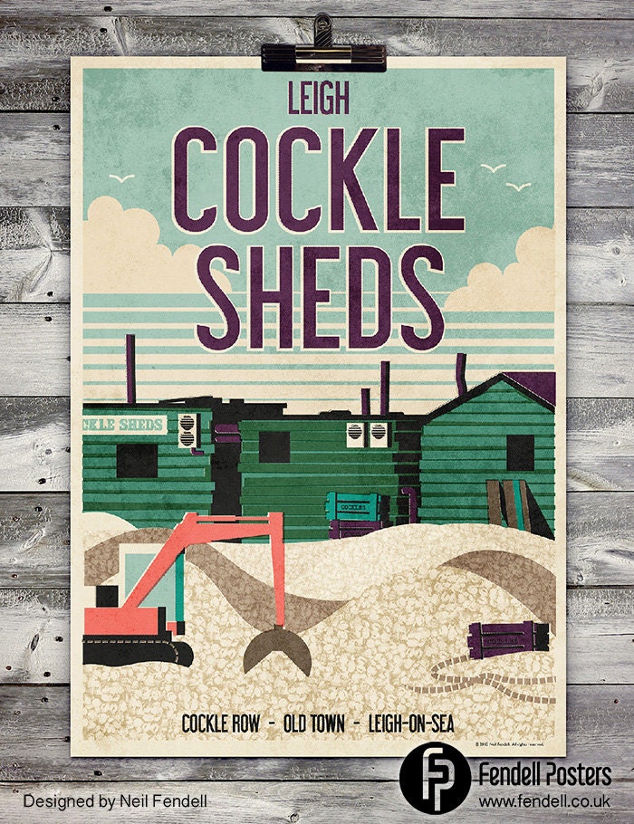 Leigh Cockle Sheds Poster A4 &amp; A2 sizes