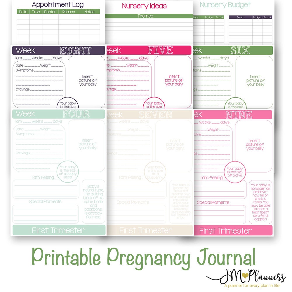 JM Pregnancy Journal Printable Letter Size by ThreeBeesPaperie