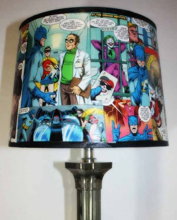Batman Lamp Custom Lamp Homemade Comic Book By NeecysReDesigns