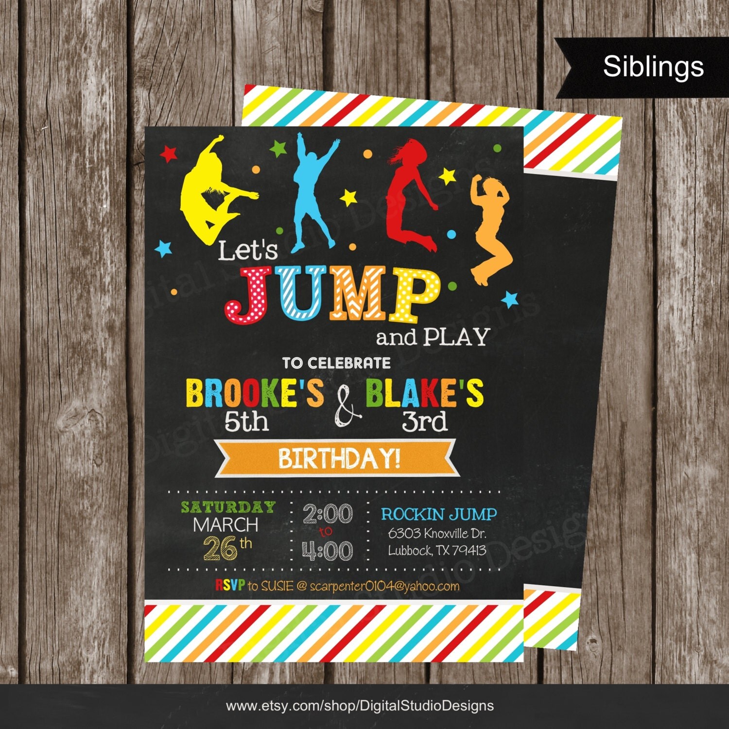 Let's JUMP Birthday Party Invitations by DigitalStudioDesigns