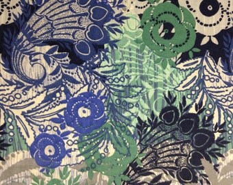Shades of Blues and Greens Floral, Quiltologic, 100% Cotton
