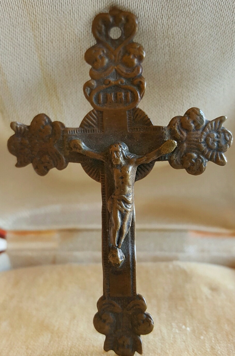 Antique French Art Nouveau Cross / Crucifix / Pendant Catholic