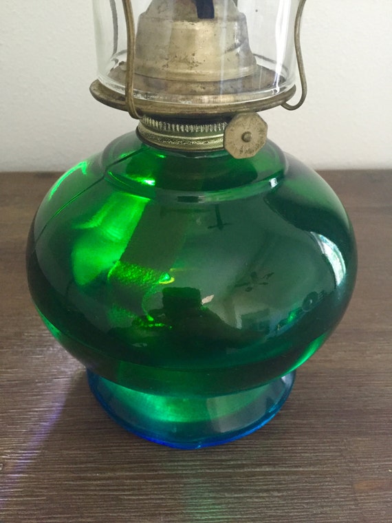 BlueGreen Oil lamp Kerosene Lamp Hurricane Lamp Vintage