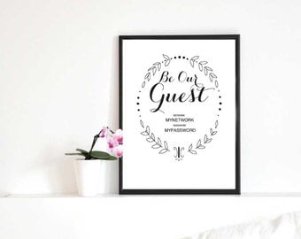 Be Our Guest Wifi Sign, Wifi Password Printable sign, Guest Room Sign, WIFI Password Sign, wedding decor , PDF Instant Download