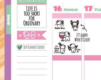 Munchkins - It's Always Wine O'Clock Planner Stickers (M144)