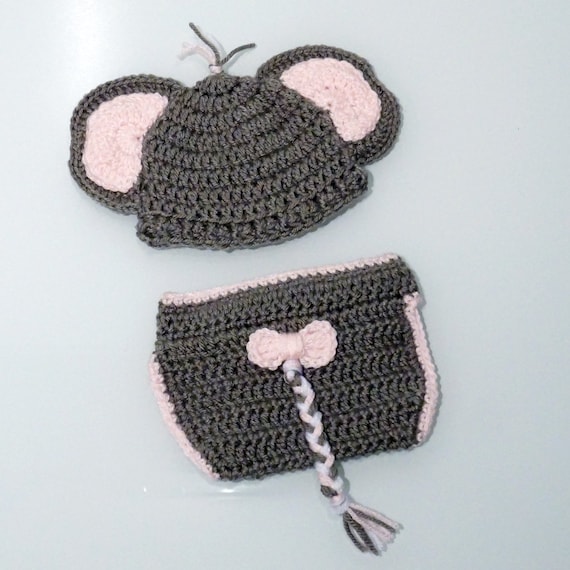 Crochet Elephant Outfit Baby Elephant Outfit Newborn Photo