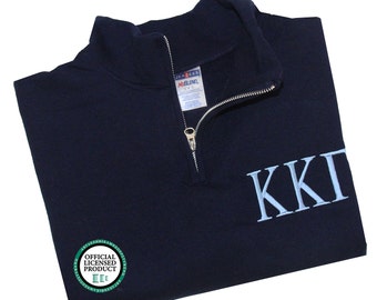 Kappa Kappa Gamma Quarter Zip Pullover, Kappa Kappa Gamma cadet fleece pullover, KKG Sorority Letters Apparel, KKG fleece Sweatshirt