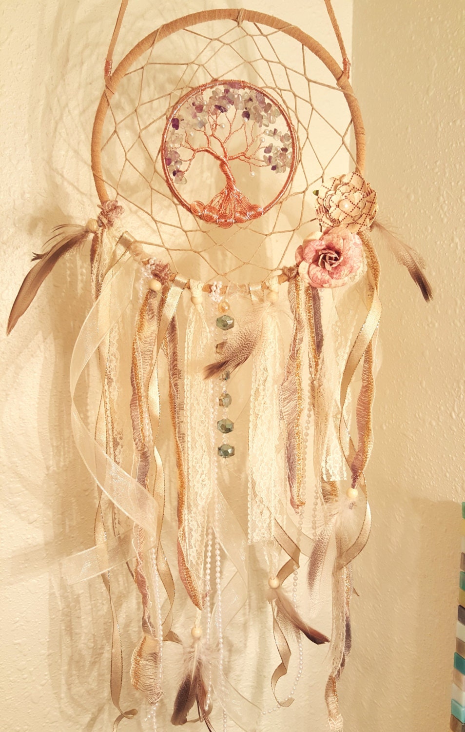 Vintage Style Tree Of Life dream Catcher with Swarovski beads