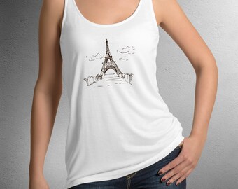 Paris Shirt - Eiffel Tower Tank Top - Romantic - City of Lights Top - Traveler's Tee - Workout Top - Women Ladies Activewear Yoga