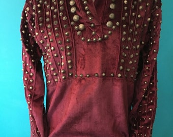 Vintage Navajo blouse, heavily embellished, 600+ hand made sterling buttons,1940s, fantastic condition. Mid century. Rare!