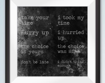 Printable/Downloadable PDF/JPG Nirvana/Blink-182 Mashup Lyric Poster/Wall Art/Home Decor