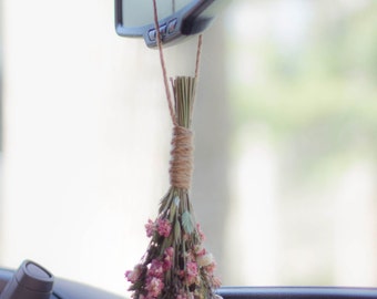 Dried flower bouquet, Small flower bouquet, Bohemian decor, Door hangers, Car accessory for women, Dried Flowers , Car charm, Flower decor,