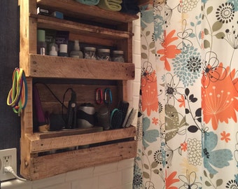 Reclaimed Wood Bathroom Wall Shelving Organizer