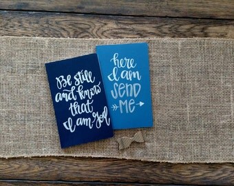 Choice of 1 "Be Still" or "Send Me" Hand Lettered Traveler's Notebook Dori Insert Moleskine Notebook Prayer Journal Cahier Notebook 5"x8.25"