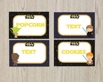 Editable Star Wars Food Tent Cards, Star Wars food labels, Star Wars Birthday, Star Wars printable, Digital File.