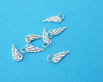 Silver Angel Wing Charm, Small Angel Wing, Tiny Wing Charm, Bird Wing, Silver Charm, Tiny Sterling Silver Angel or Bird Wing Pendant, SS404
