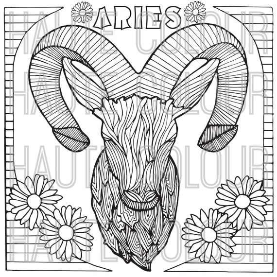 Download Aries Zodiac Single Coloring Page Digital Download