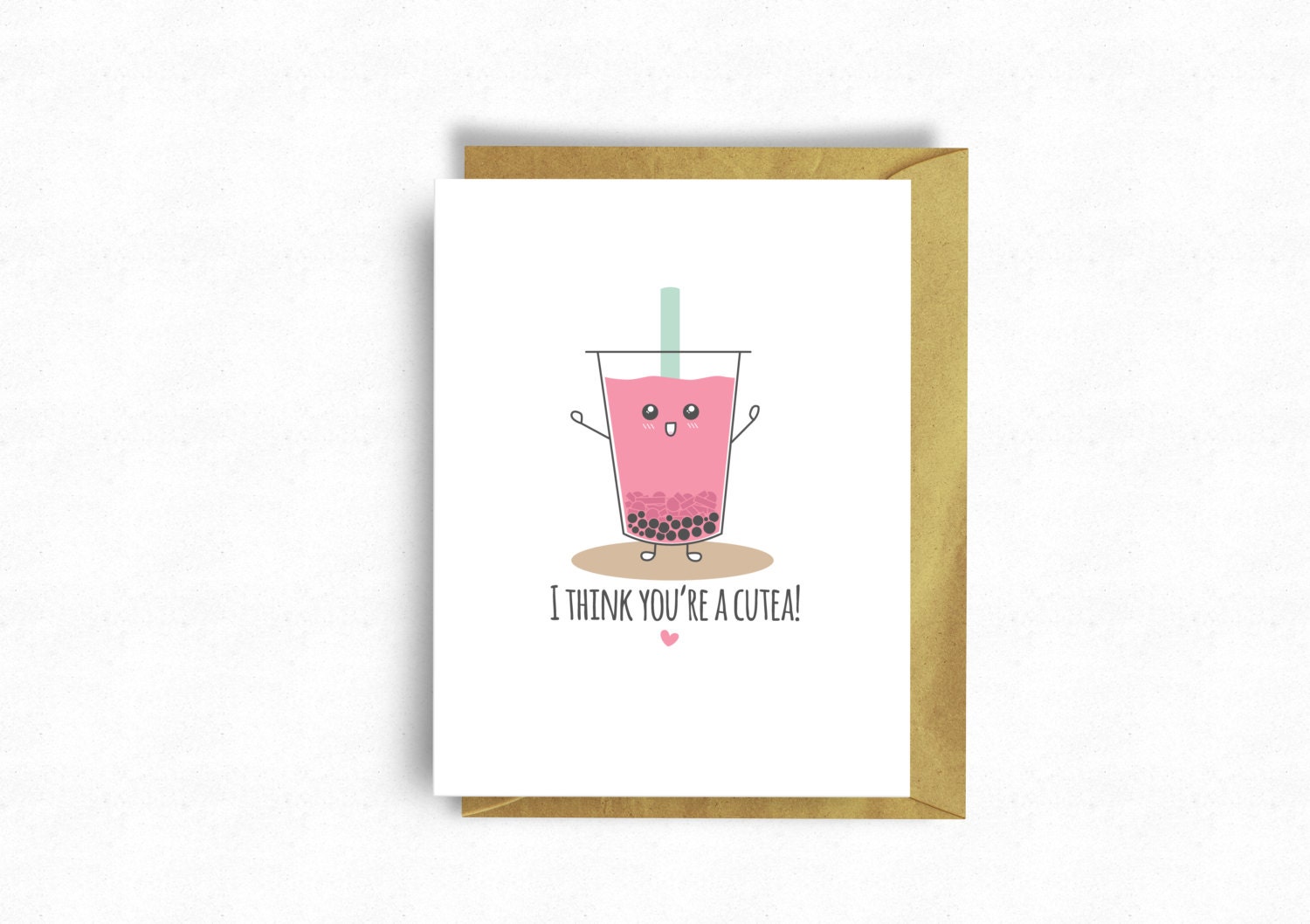 Bubble Tea Greeting Card Boba Tea Anniversary Card Love