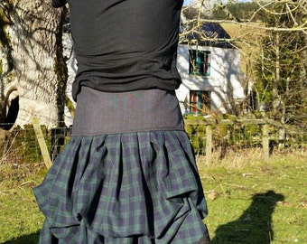 Outlander inspired scottish skirt with laced waist. Made to order with colours of your choice
