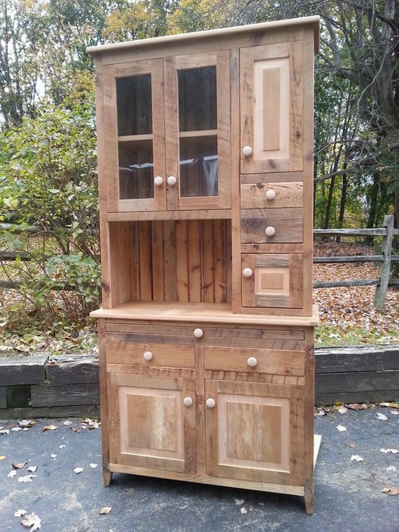 Reclaimed Barn Wood Amish Built Hoosier Hutch by ValensFurniture
