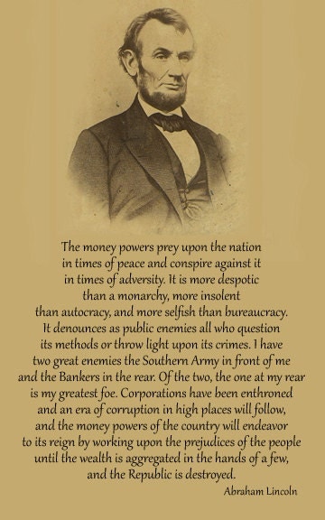 Corporations have been enthroned Lincoln Quote Poster