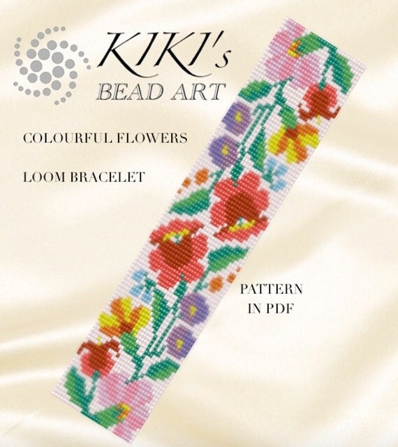 Bead loom pattern Colorful flowers LOOM bracelet pattern in
