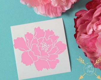 Peony Glossy Vinyl Decal, Flower Sticker, Peonies