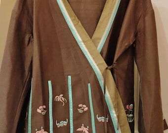 100% Silk Japanese Kimono Jacket with embroidery (outlet)