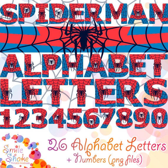 spiderman alphabet 36 png letters numbers spiderman printable