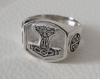 Thors ring mens 925 sterling silver, mjolnir ring, hummer thor ring, norse god