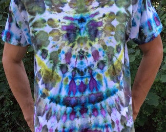 T-shirt Peace Frogs Gildan Violet Hippie Tie-dye - Taille L, Y2K