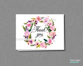 Printable Thank You Card, Floral Bridal Shower Thank You Card - Printable Bridal Shower Thank You Card - Garden Bridal Shower Thank You Card