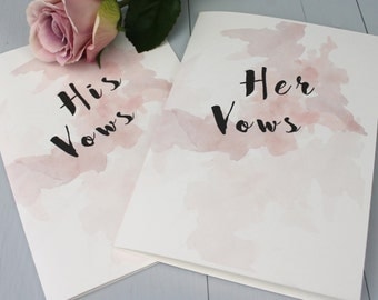 Wedding Vow Books, Bride And Groom Wedding Vows, Watercolour Wedding Vow Book, Personalised Wedding Vow Booklet