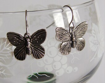 Butterfly Earrings Tibetan Silver Simple French Hook Ear rings