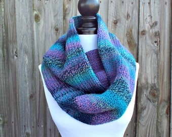 Double Knit Infinity Scarf Womens Knit Circle Scarf - Caribbean Blue Scarf Blue Cowl - Chunky Scarf Womens Accessories