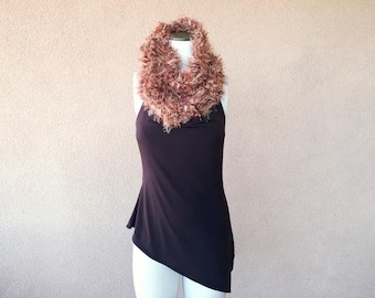 Scarf Gift Circle Scarf Knit Scarf Brown Copper Scarf Ready to Ship Gift for Her