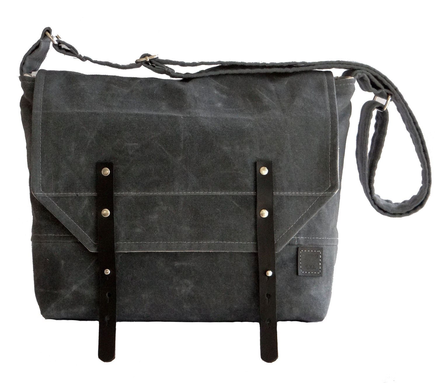 Mens Waxed Canvas Bag Gray Mens Messenger Bag Messenger Bag