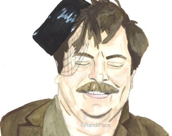 Ron Swanson - Snake Juice - Watercolor Painting Print